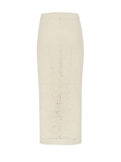 Gonna midi in pizzo di lana D. Exterior | 612673LATTE